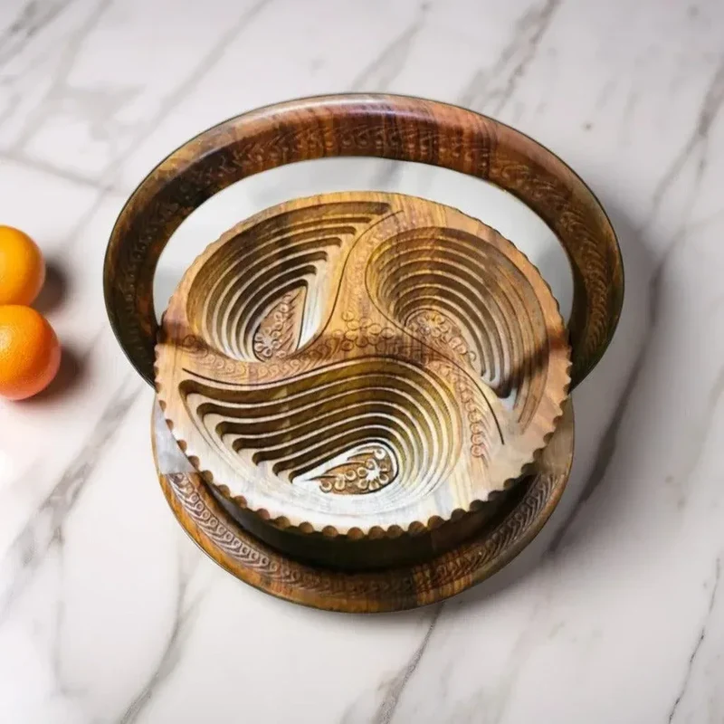 Wooden Dry Fruit Tukri – Handcrafted Serving Basket for Eid, Weddings & Gifting — image 2