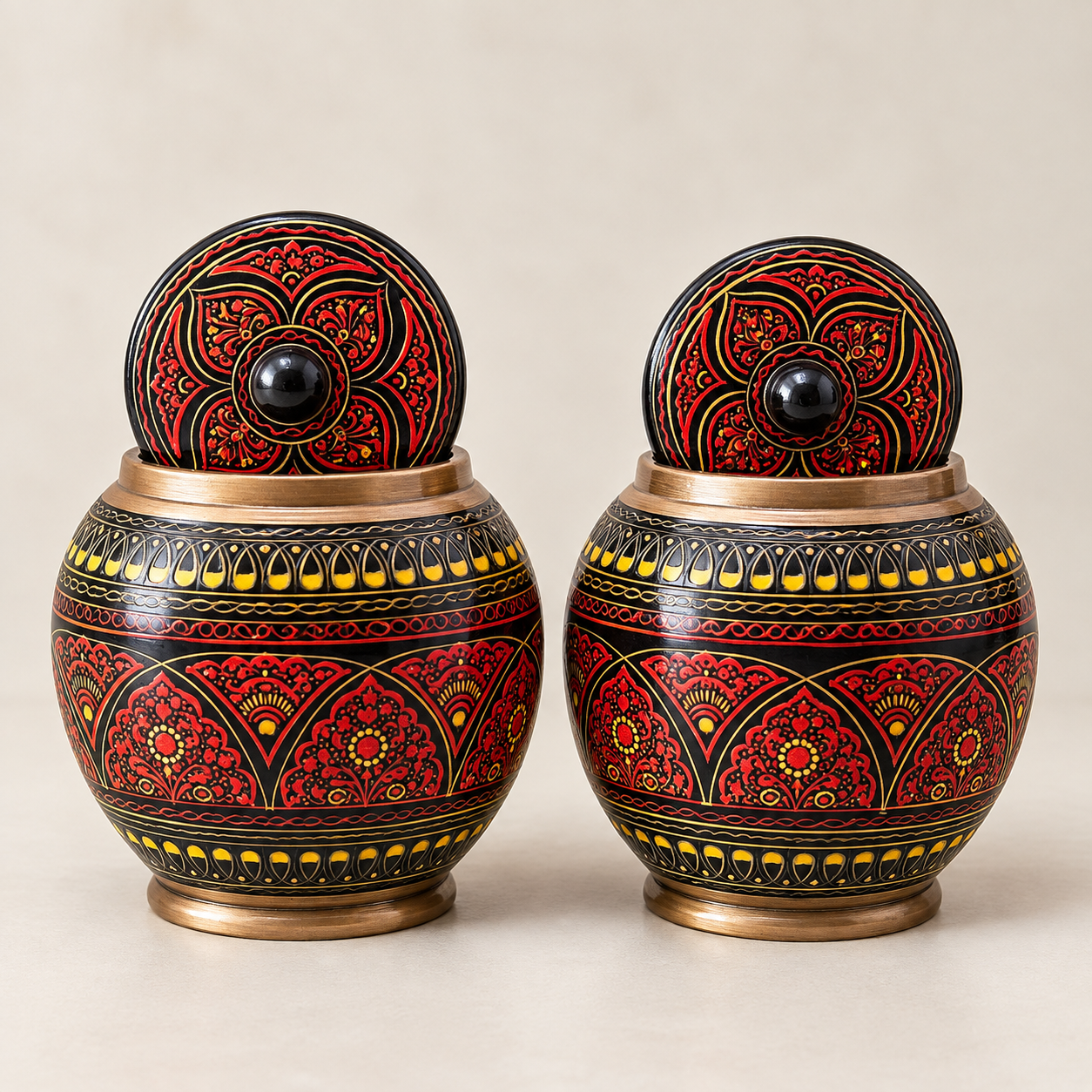 Handcrafted Decorative Storage Jar Set – Set of 3 Traditional Art Jars — image 2