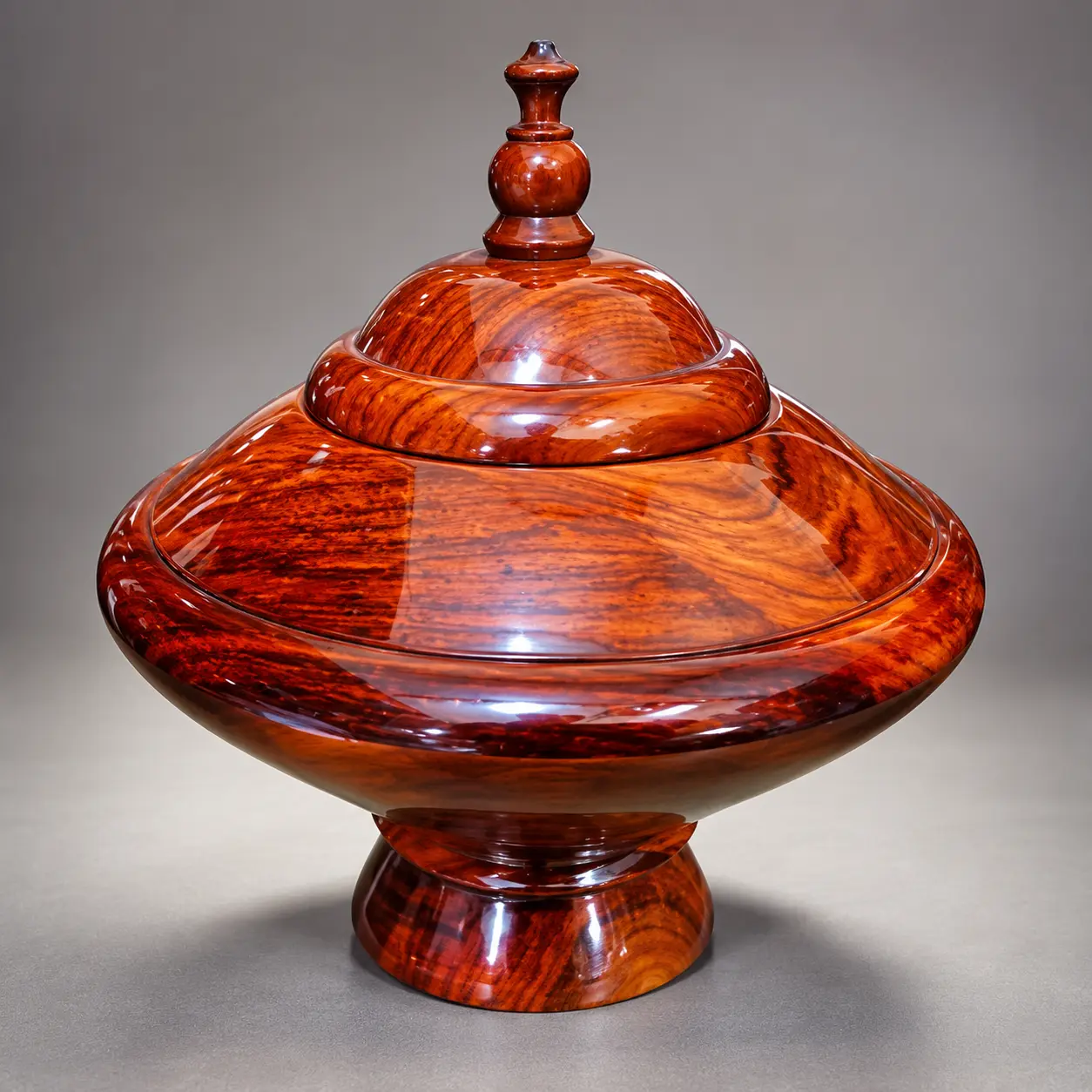 Handcrafted Wooden Decorative Covered Bowl – Traditional Wooden Lidded Jar — image 2