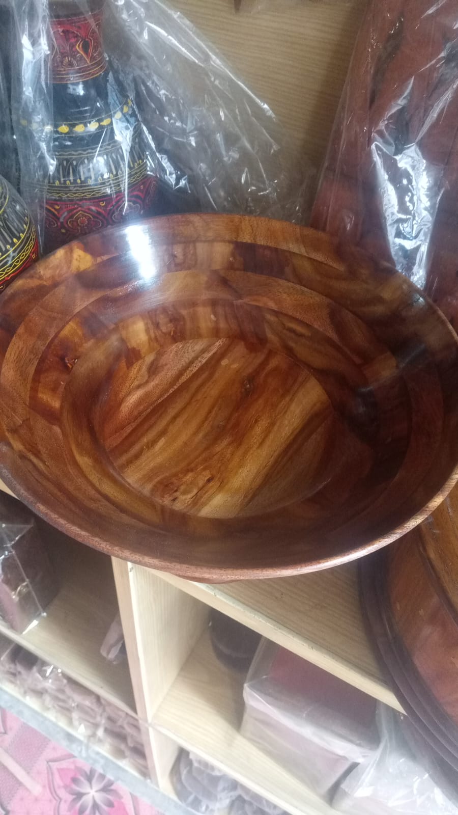 Handcrafted Wooden Pedestal Serving Bowl – Premium Natural Wood Compote — image 2