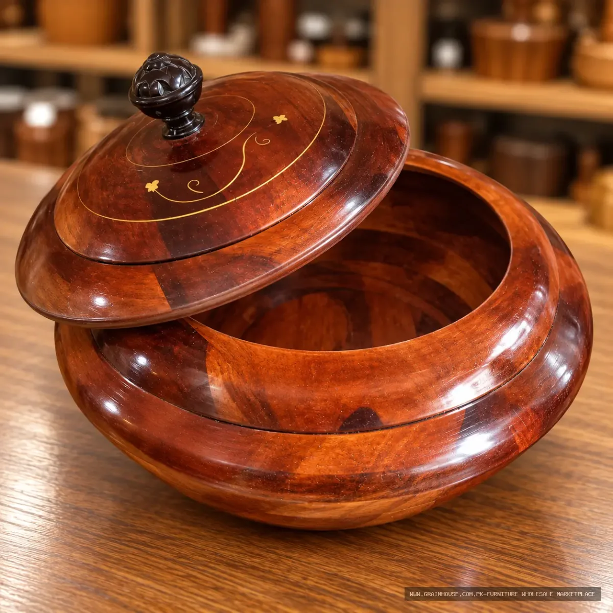 Handcrafted Wooden Pedestal Serving Bowl – Premium Natural Wood Compote — image 4