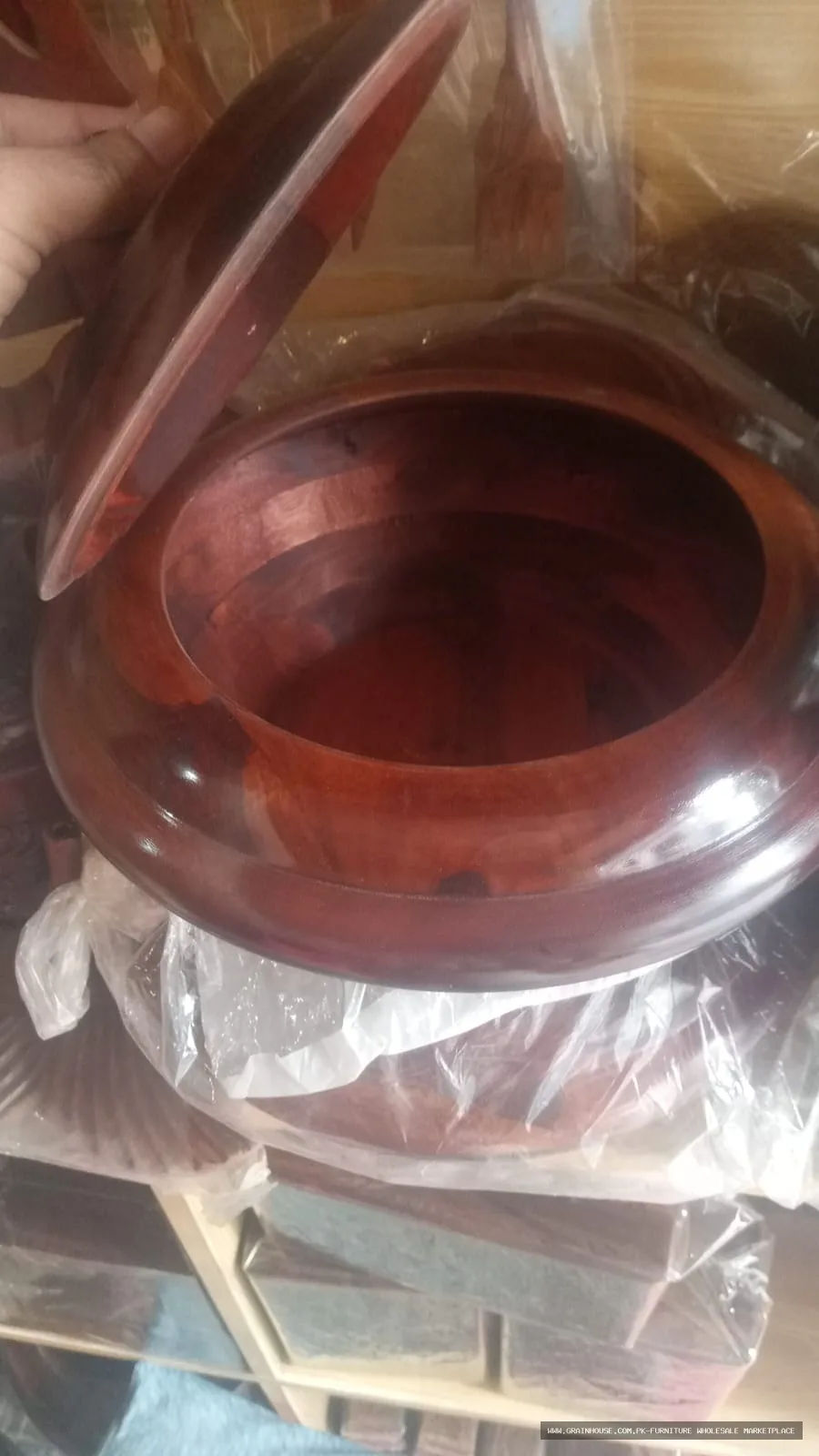 Handcrafted Wooden Pedestal Serving Bowl – Premium Natural Wood Compote — image 2