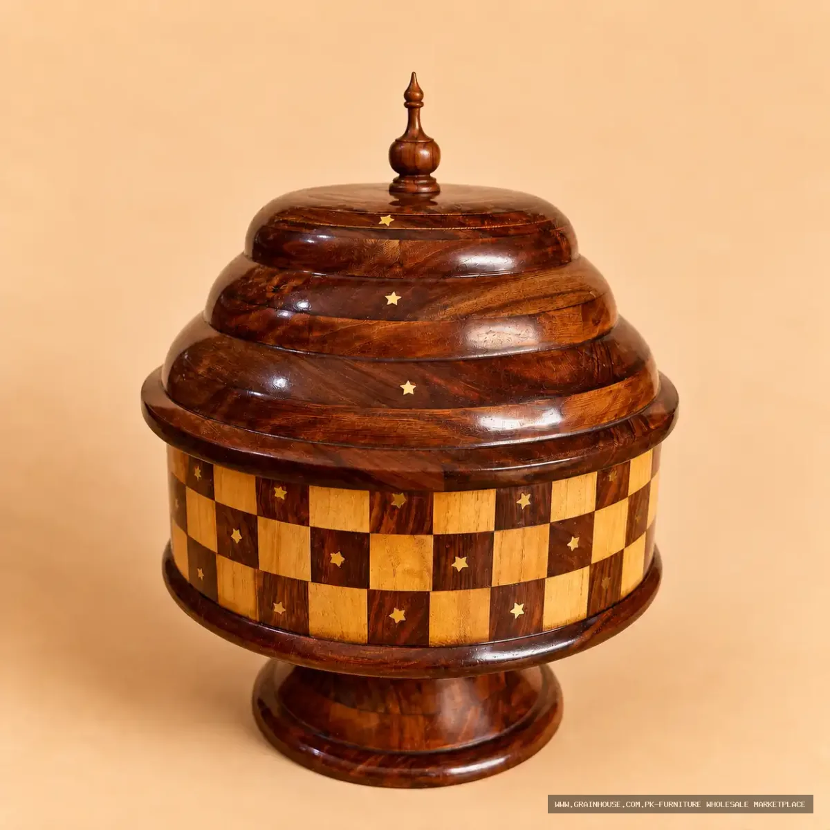 Handcrafted Wooden Serving Bowl with Lid – Decorative Wood Bowl — image 2
